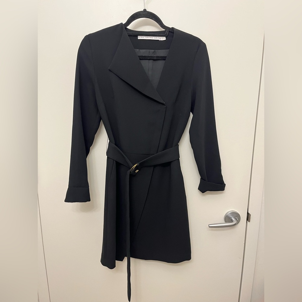 & Other Stories Black Sheath Dress with Notched Collar